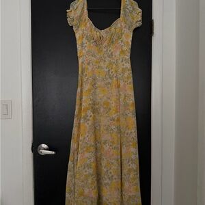 Floral Yellow and Pink Women's Dress